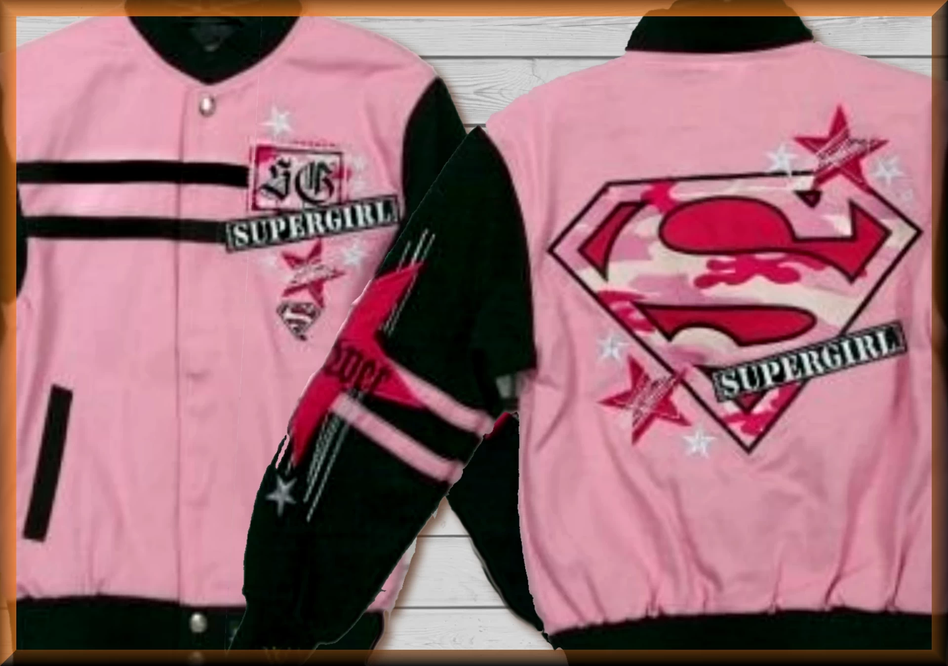 Supergirl Pink Camo Kids Comic Book Hero Jacket by JH Design
