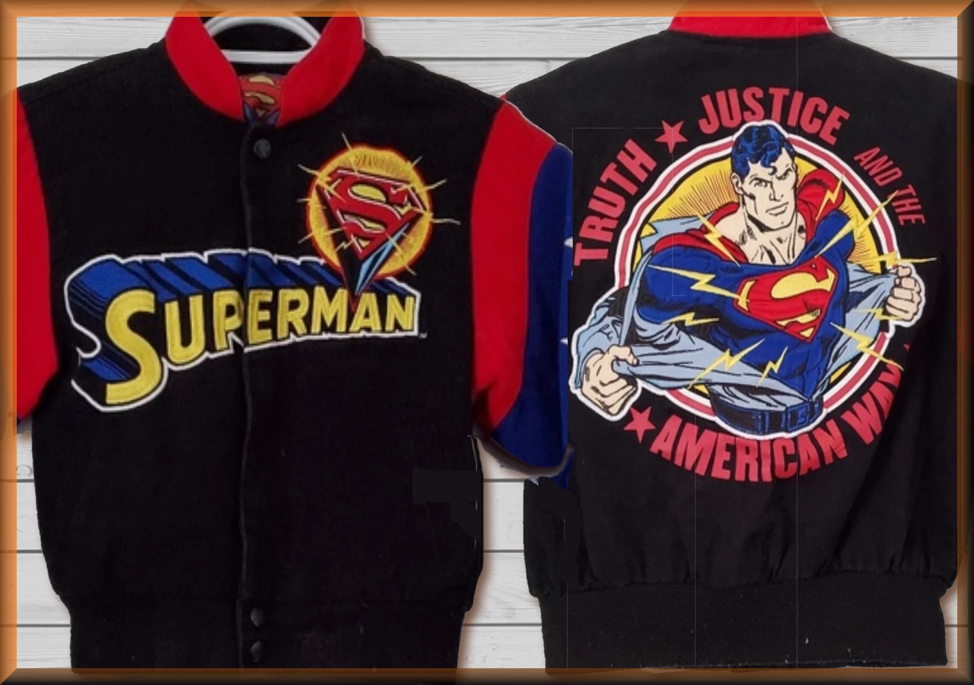 Superman Truth Justice Kids Comic Book Hero Jacket by JH Design