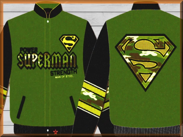 $84.94 - Superman Camo Kids Comic Book Hero Jacket by JH Design Jacket