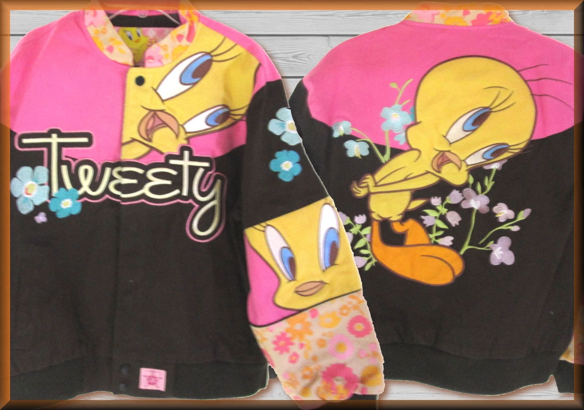 Tweety Bird pink Brown Kids Cartoon Character Jacket by JH Design