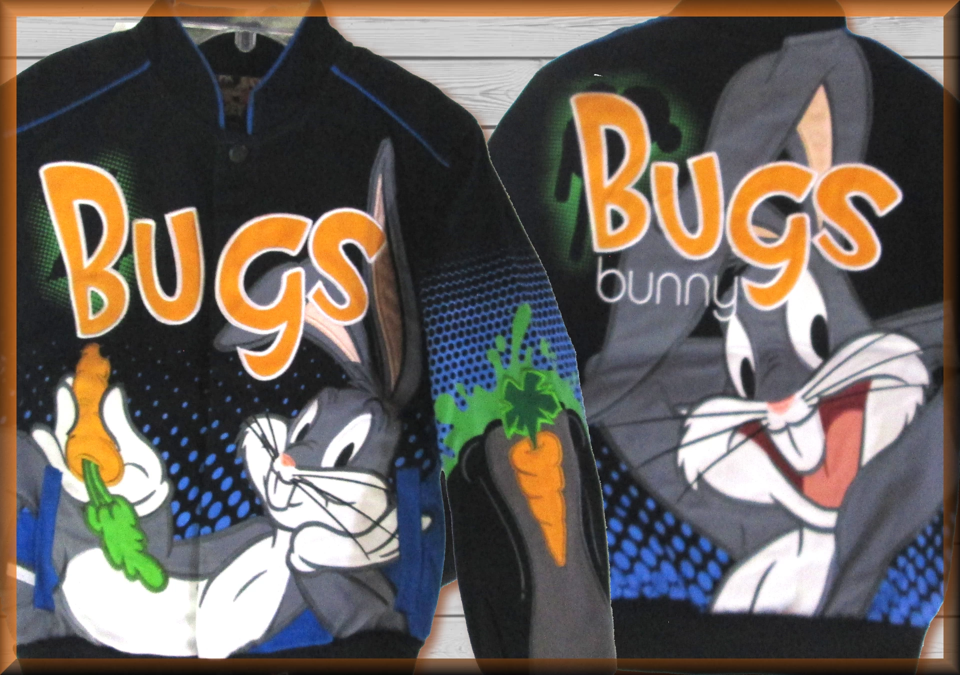 Bugs Bunny Carrot Blue Black  Kids Cartoon Jacket by JH Design