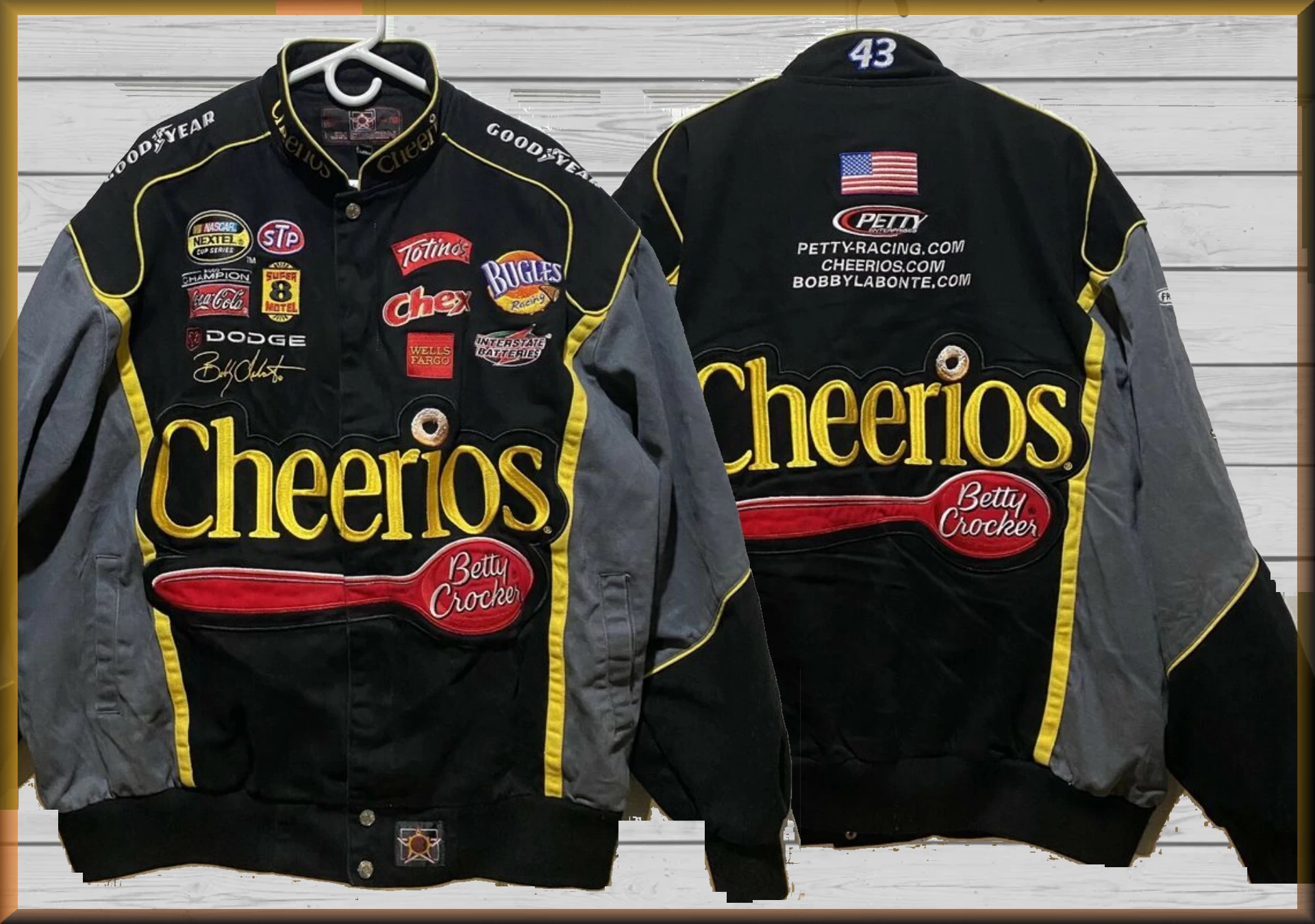 Black Cheerios Racing Adult Character Jacket by JH Design