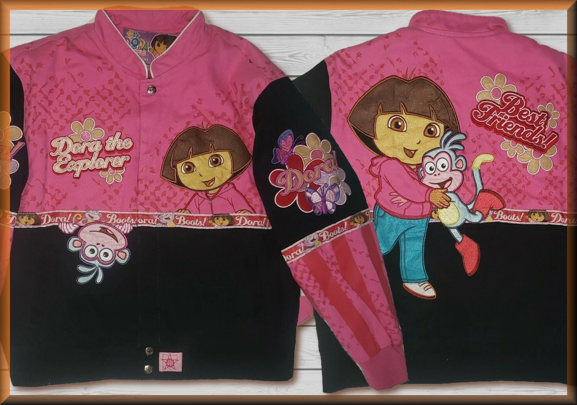 Dora 406 Friends Pink Kids Cartoon Character Jacket by JH Design